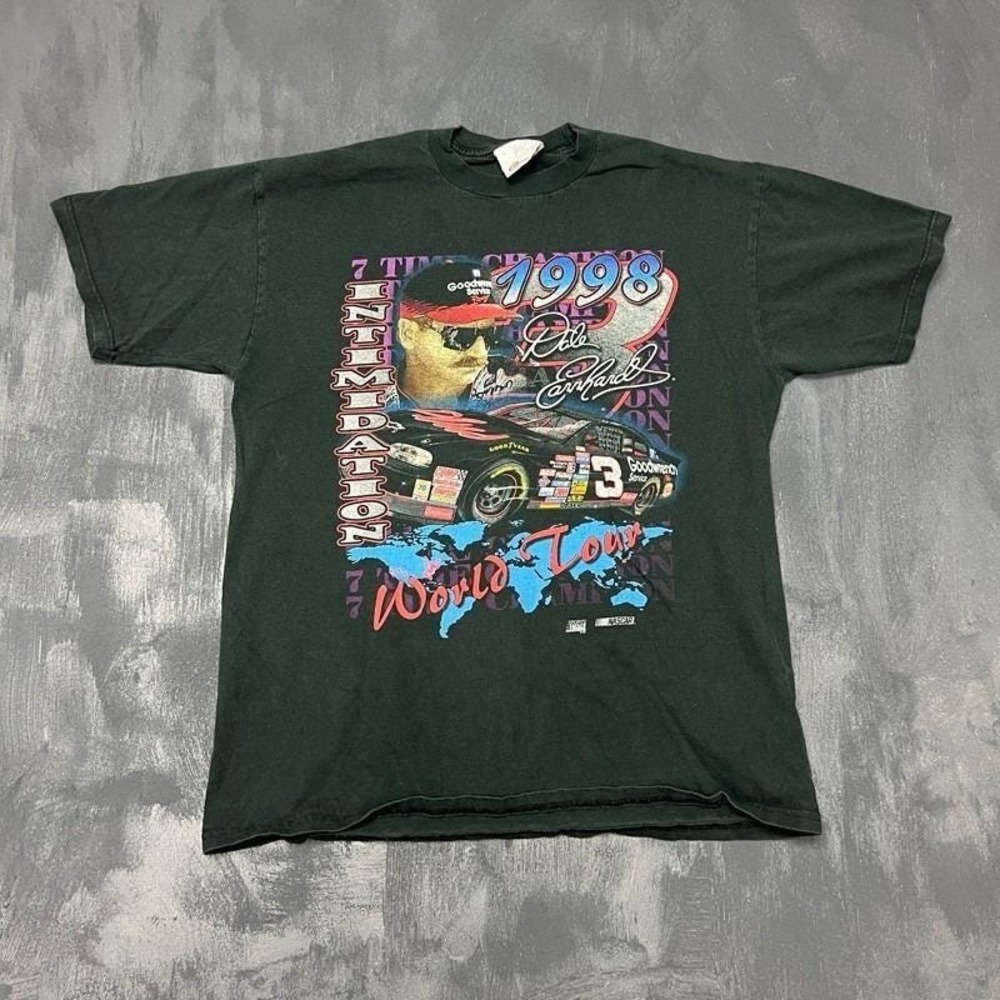 Vintage‎ Dale Earnhardt Shirt Mens Large Black 1990s Nascar World Tour USA